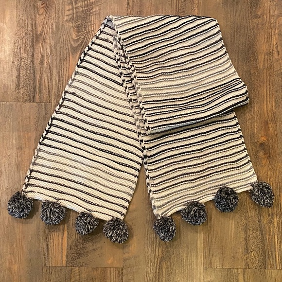 AEO cozy striped pom pom scarf